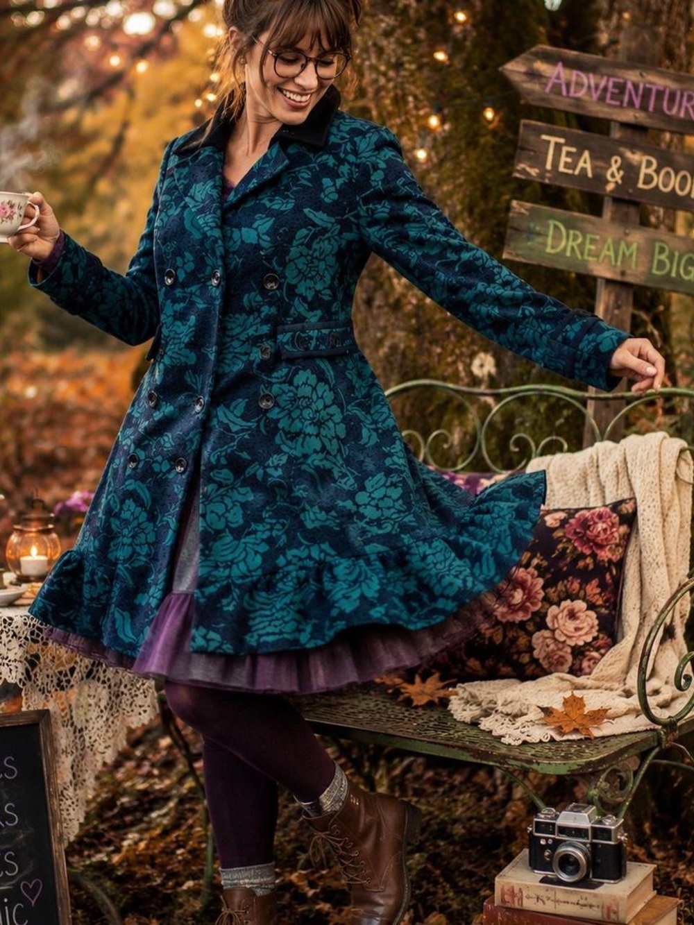 Anthropologie Elevenses Floral Jacquard Swing Coat